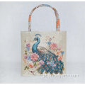 Bolsa de tapeçaria tecida boêmia tingida com fio e estampa de pavão